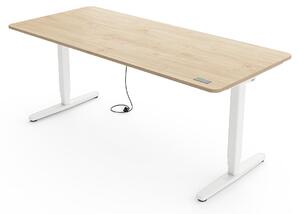 Scrivania regolabile in altezza Yaasa Desk Pro, elettrica, 180 x 80 cm, rovere chiaro/bianco – Interruttore a sfioramento – 9 funzioni di memoria – Display dell'altezza