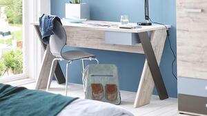 FMD Möbel NONA 6 scrivania, rovere sabbia nb/bianco/lava/denim, 814-006