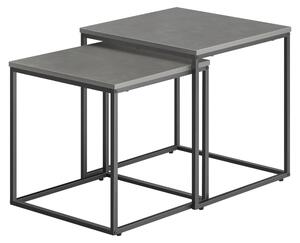 Tavolino Da Salotto - Leobert - Cemento/Gambe Nere - 50 X 50 X 50,5 Cm - Set Da 2
