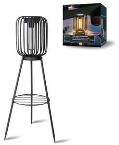 Lampada da terra a LED solare 3 in 1, lampada da giardino per esterni con LED COB bianco caldo, sensore di luce, IP44, lampada solare per terrazza, balcone e giardino, senza fili, nera