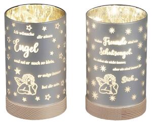 Set di 2 lampade da tavolo a LED a forma di angelo con frase, altezza 15 cm, su base in legno Formano