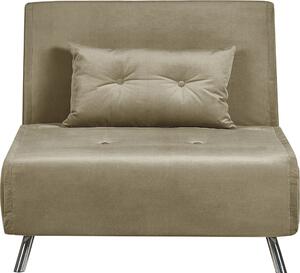 BELIANI Divano letto verde oliva rivestito in velluto Divano letto a 1 posto con cuscino design moderno