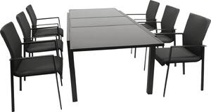 Set DEGAMO TORINO, 7 pezzi, alluminio + vetro + tessuto sintetico grigio