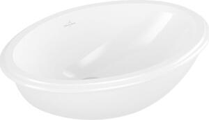 Evana de Villeroy & Boch, lavabo à encastrer, ovale, avec trop-plein, côté extérieur vitrifié, 500x350mm, 614700R1, 614700R1