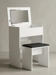 Tavolo da trucco WL5.730 60x81x40 cm Bianco Consolle in legno moderno, tavolo da trucco con sgabello e specchio, tavolo da trucco bianco con cassetto ribaltabile, tavolo da trucco moderno per ragazze grande