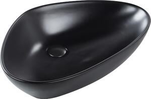 BELIANI Lavabo da appoggio in Vetroceramica nera 60 x 39 cm forma irregolare superficie lucida stile moderno bagno