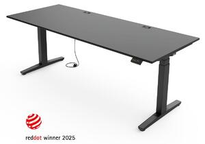 Scrivania regolabile in altezza Yaasa Desk Expert, elettrica, 200 x 80 cm, grigio scuro/nero – Stabilità di prima qualità, sistema di sollevamento automatico e passacavo