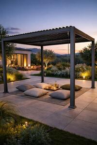 DEGAMO Gazebo a lamelle Gazebo da giardino BARACOA 300x300cm, alluminio grigio scuro