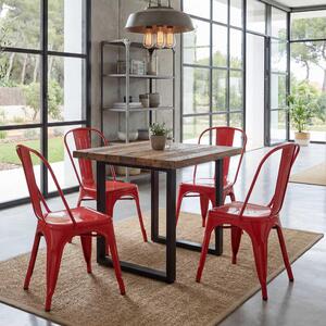 Set di 4 sedie MCW-A73, sedie da bistrot impilabili, design industriale in metallo ~ rosso