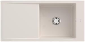 V&B lavello a filo Timeline 60 Flat con scarico a scomparsa, funzionamento manuale, crema