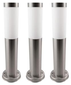 3 lampade da parete per esterni, in acciaio inossidabile, colore argento, altezza 45 cm