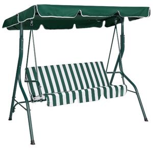 Altalena da giardino BELIANI verde con telaio in metallo bianco, tettoia in poliestere, seduta per 3 persone, design moderno