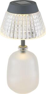 Lampada da tavolo a luce solare LED, vetro, trasparente, batteria ricaricabile, H 27 cm