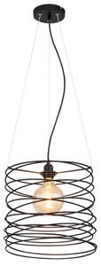 Lampada a sospensione, design a reticolo, fili arrotolati, nero opaco