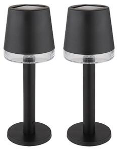 2x Luce solare a LED, lampada da tavolo, nera, H 21,5 cm