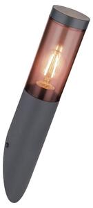 Lampada da parete a LED RGB, colore antracite, finitura fumé, controllo tramite app, altezza 40 cm