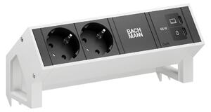 Scrivania BACHMANN DESK2, 2 prese CEE7/3, 1 porta USB-C con alimentazione da 65W, lunghezza 0,2 metri, colore RAL9010