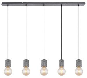 Lampada a sospensione, 5 luci, color argento, con altezza regolabile, lunghezza 115 cm