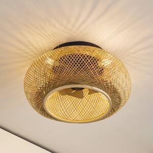 Lucande Ventilatore da soffitto con luce Cordie, DC, silenzioso, Ø 53 cm Cordie Lucande, dimmerabile, Legno chiaro, Soggiorno / Sala da pranzo, bambù, Campagna / Rustiche