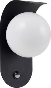 Lindby Lampada da parete per esterni a LED Lacie, sensore, bianco/nero, alluminio