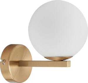 Lucande applique Bidolo, colore ottone, vetro, 12 cm, IP44