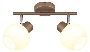 Lampada da soffitto, vetro, a 2 luci, color caffè, faretti, L 30 cm