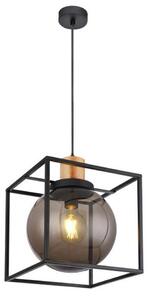 Lampada a sospensione, design a sfera, gabbia nera, L 28 cm