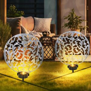 Set di 2 luci da giardino solari, effetto luminoso, color argento anticato, altezza 41 cm