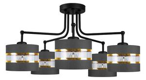 Lampada da soffitto con paralumi in tessuto nero con elementi dorati 5xE27 40W Andy Candellux