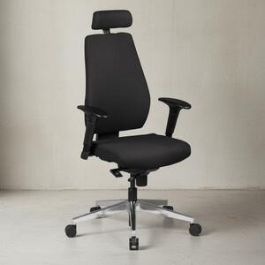 Sedia da ufficio schienale ergonomico, inclinazione del sedile/schienale regolabile, poggiatesta, tessuto resistente, base in alluminio | Kadima Design
