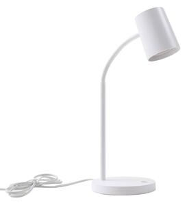 Lampada da tavolo Lindby Radka, bianco, plastica, GU10, braccio flessibile