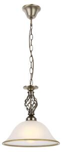 Lampada a sospensione a LED, vetro satinato, ottone antico, P 30 cm