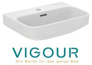 Lavabo da appoggio VIGOUR DERBY V3 40x30 cm PflegetectPlus con foro per rubinetto e troppopieno, bianco