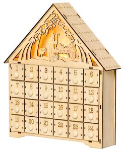 Calendario dell'Avvento HOMCOM con decorazioni natalizie, 24 cassetti con luci LED, MDF