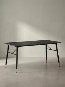 Tavolo da pranzo 120x60x76 cm, nero effetto marmo, moderno, tavolo da cucina piccolo, tavolo da pranzo rettangolare, tavolo da pranzo con gambe in metallo