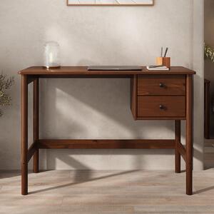 Scrivania MARLO in legno massello, color castagno – Scrivania in legno con 2 cassetti, tavolo per l'ufficio in casa con spazio contenitivo, design minimalista