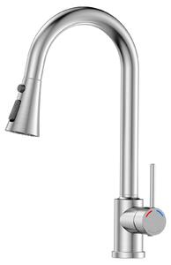 Rubinetto da cucina estraibile con beccuccio girevole a 360° e 3 funzioni