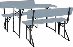 Set da giardino BBDL-119, 1 tavolo e 2 panche, lunghezza 119 cm, grigio