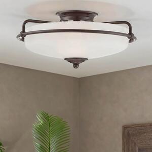 Plafoniera metallo vetro D: 42,2 cm rotonda in bronzo bianco antico E27 Plafoniera a 3 luci Art Nouveau