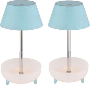 Set di 2 lampade da tavolo a LED, blu, dimmer touch, batteria ricaricabile, H 22,5 cm