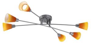 Lampada da soffitto a LED, vetro, cromata, gialla, a 6 luci