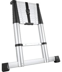 Scala telescopica in alluminio tectake® da 3,85 m, con 13 gradini, dotata di sistema di bloccaggio affidabile e meccanismo di chiusura ammortizzata
