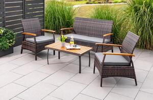 Set di mobili da giardino in rattan, 7 pezzi - Grigio scuro