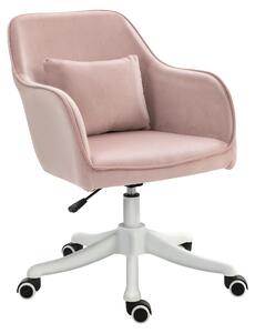 Vinsetto: poltrona da ufficio girevole con funzione vibrante, rivestimento in velluto rosa