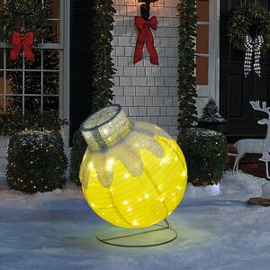 Luci di Natale con collegamento alla rete elettrica - Globo gigante illuminato XL 83 x 60 cm - Per aree interne e esterne coperte - Giallo - LED bianchi caldi + telecomando