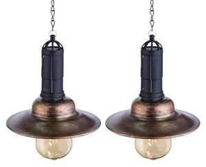Set di 2 lampade a sospensione solari a LED, metallo scuro, vetro trasparente