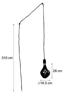 Lampada a sospensione nera con spina inclusa PS160 goldline dimmerabile - Cavalux