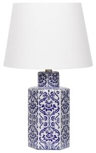 BELIANI Lampada da tavolo bianca e blu con base in porcellana e paralume in lino 53 cm stile moderno soggiorno camera da letto
