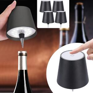Set da 4 lampade a batteria di design per bottiglie, colore nero: intensità regolabile, 3 tonalità di luce: trasformano le bottiglie in suggestive fonti di luce