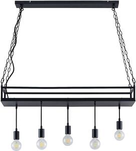 Lindby lampada a sospensione Kirista, 5 sezioni, nero, 100 cm, E27